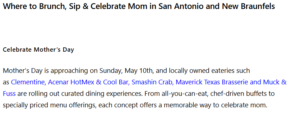 Flicks and food Mothers Day